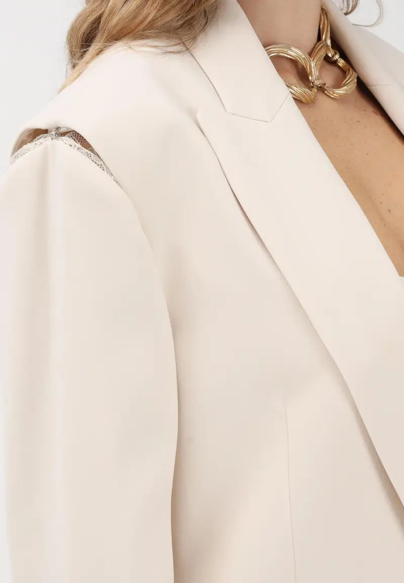 Giacca panna da donna con cut-out in pizzo miniatura 3