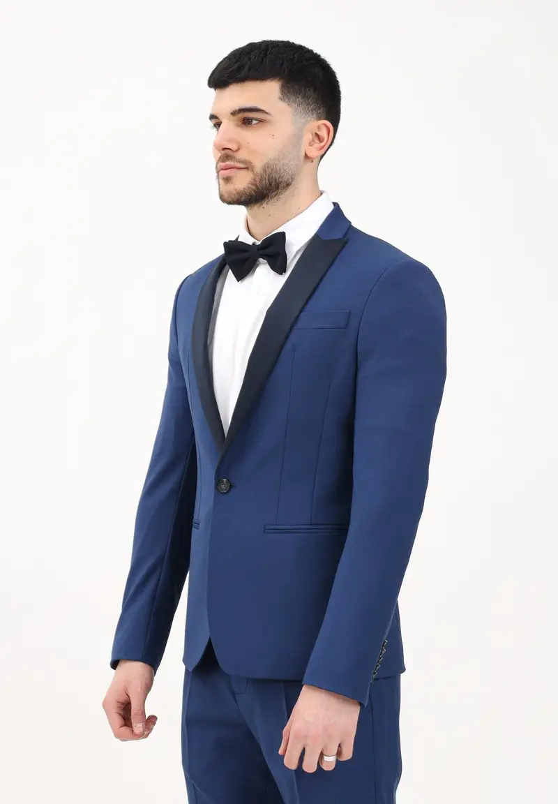 PATRIZIA PEPE Giacca smoking blu da uomo con revrs in raso