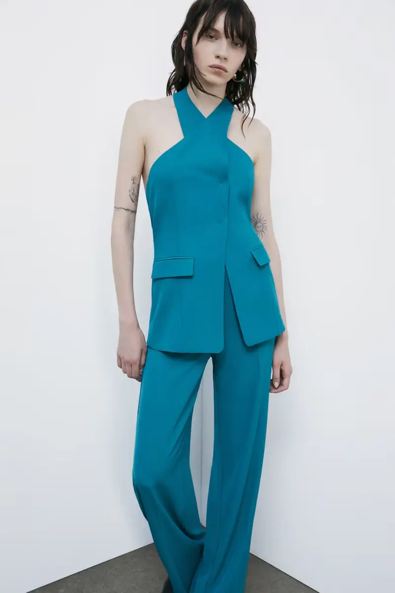 Gilet con scollo incrociato Verde