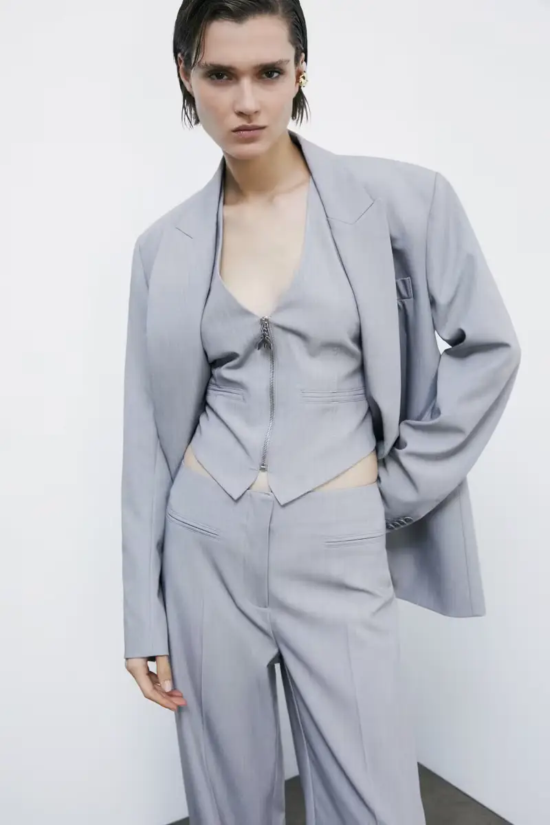 Gilet sartoriale "ESSENTIAL" con zip Grigio