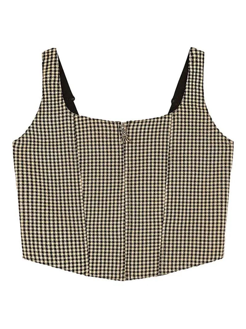 Corsetto a quadretti nero/beige miniatura 3