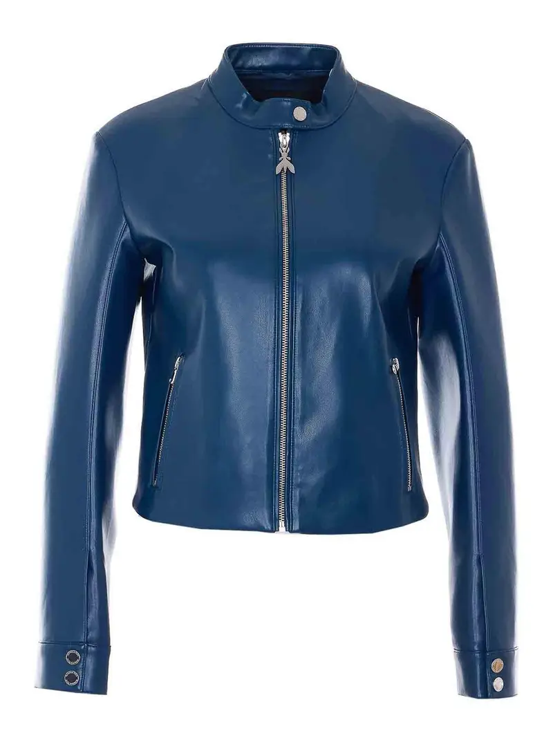 Giubbotto Blu Con Chiusura Zip Frontale