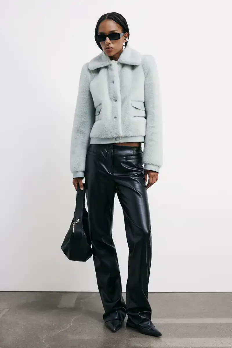 Giubbotto corto fluffy Verde