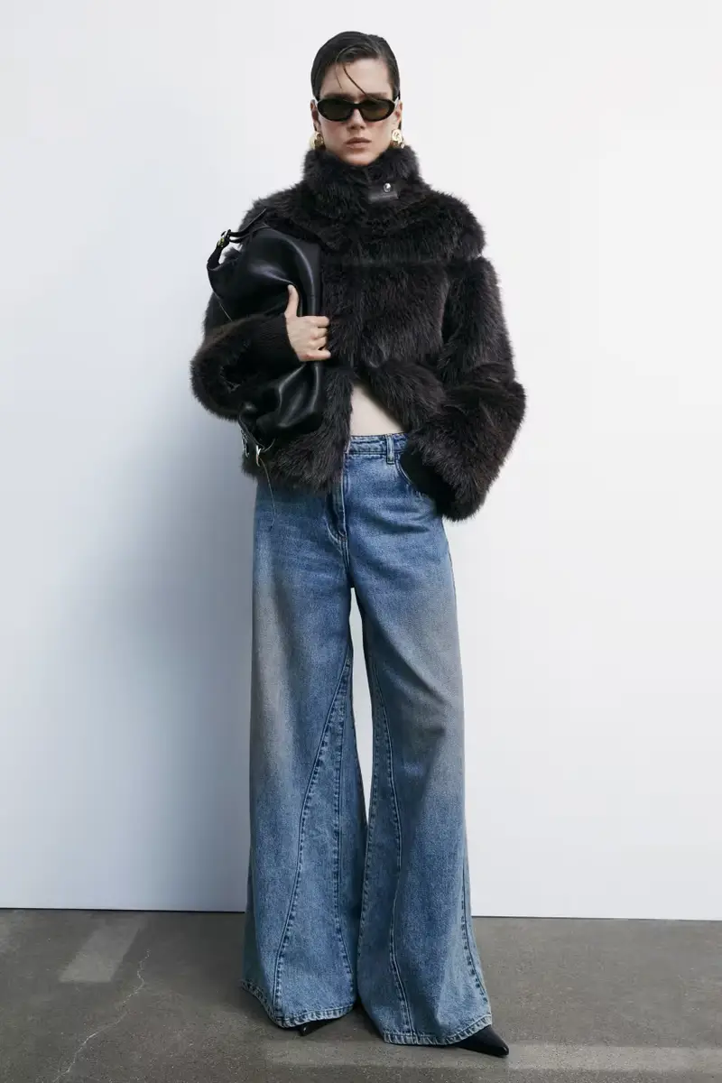 Giubbotto fluffy corto Marrone