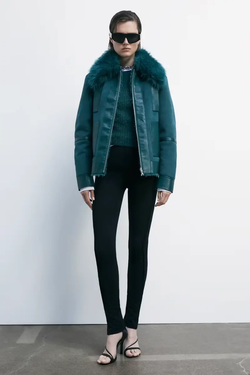 Giubbotto fluffy corto reversibile Verde