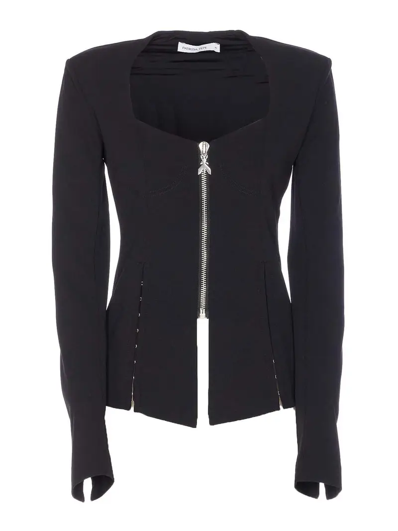 Giubbotto Nero Con Chiusura Zip Frontale