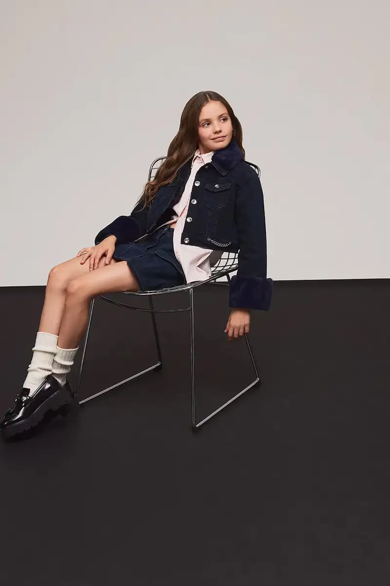 gonna bambina D118 colore blu navy 7G0147 miniatura 3