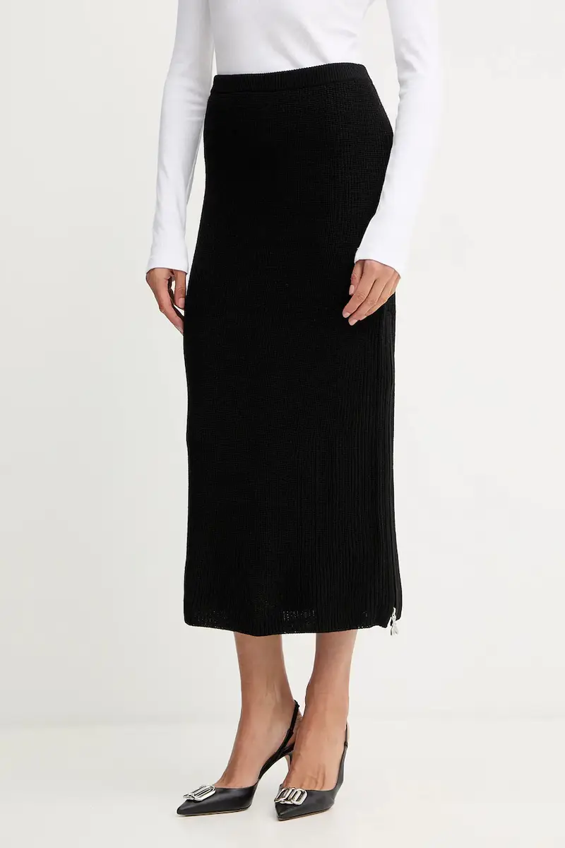 gonna con lana colore nero 2G1042 K9O3A