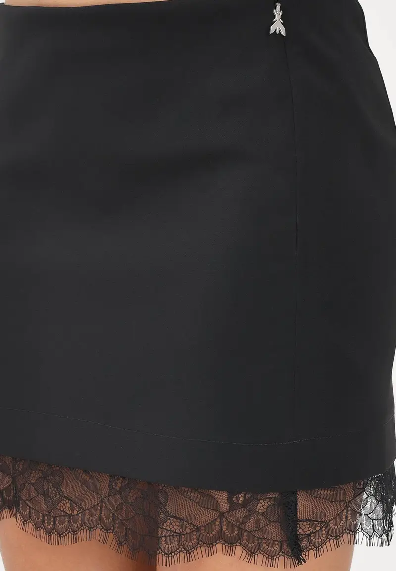 Gonna corta nera da donna con pizzo miniatura 3