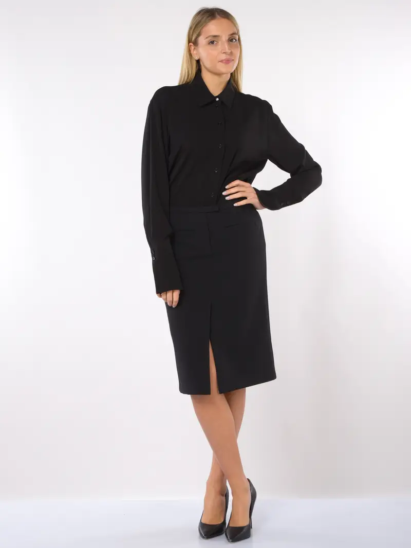 gonna lunga da donna Patrizia Pepe con spacco e tasche NERO miniatura 2