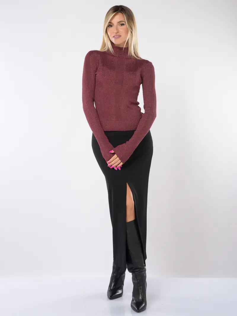 gonna lunga da donna Patrizia Pepe Essential con spacco NERO miniatura 2