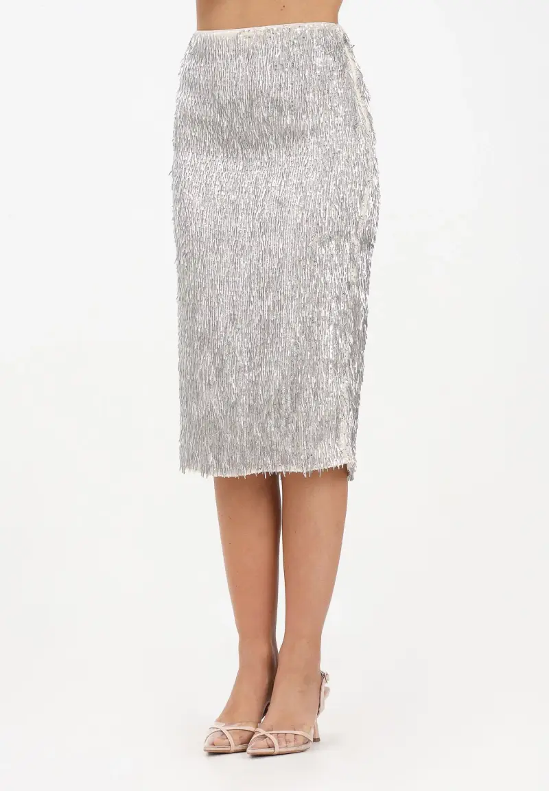 Gonna midi argento da donna