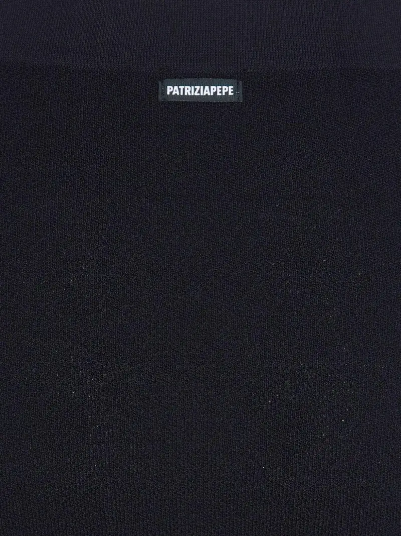 Gonna midi nera con inserto in pizzo Nero miniatura 3