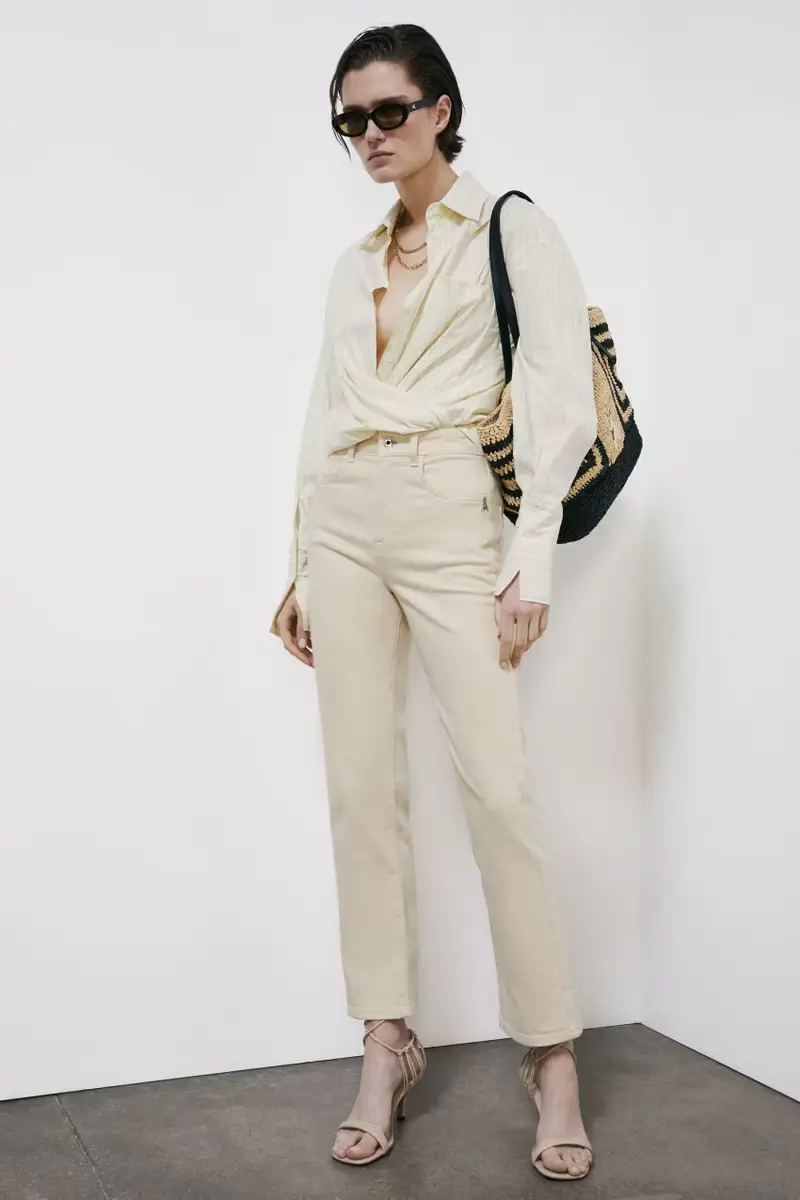 Jeans a sigaretta a vita alta Bianco