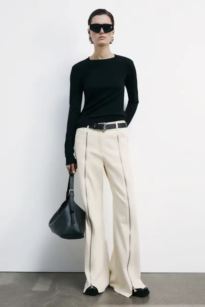 Jeans ampi con cerniere Bianco