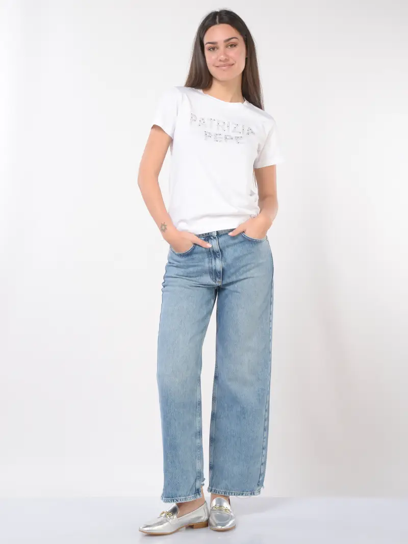 jeans da donna Patrizia Pepe in tencel con dettagli sfrangiati Blu miniatura 2