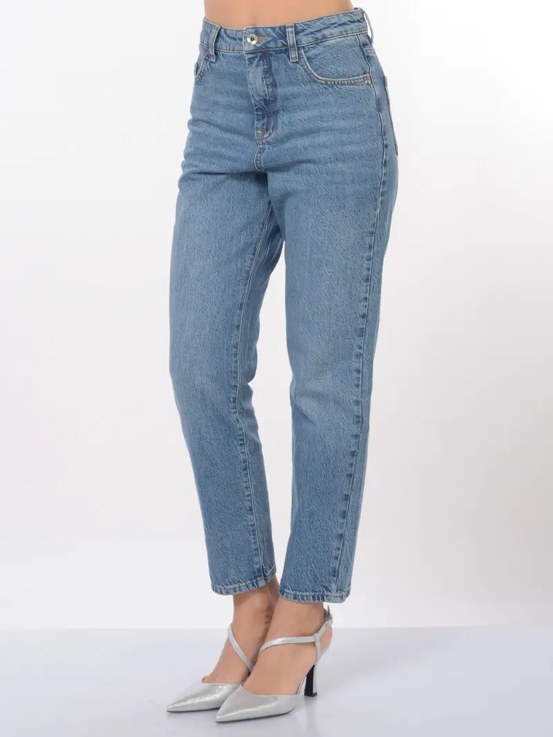 jeans da donna Patrizia Pepe mom fit cinque tasche Blu