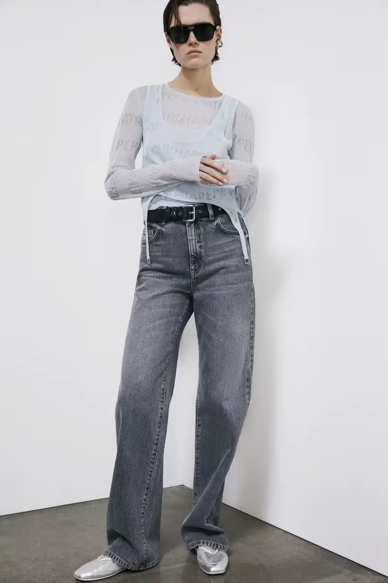 Maglia con logo traforato Azzurro