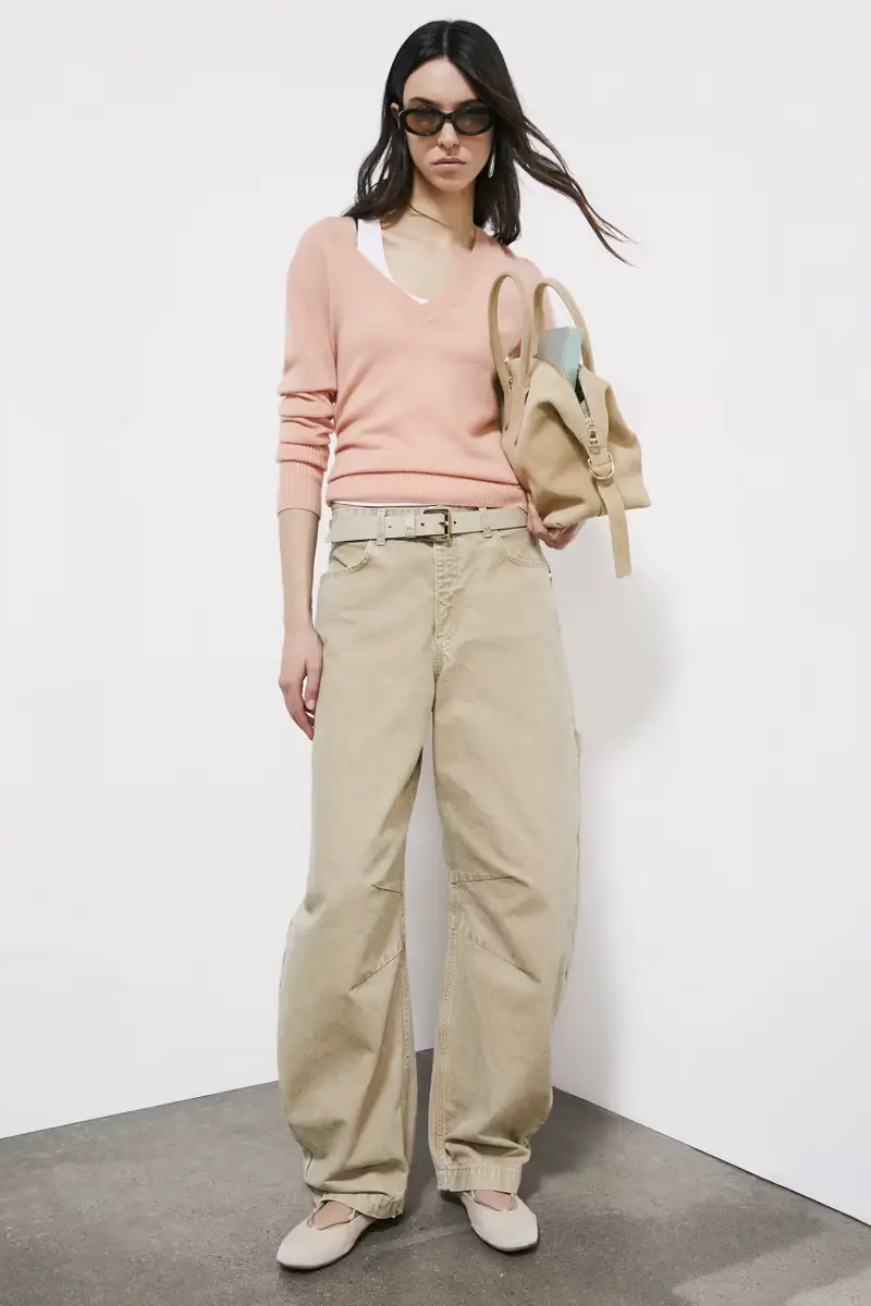 Maglia con scollo a "V" in Cashmere Rosa