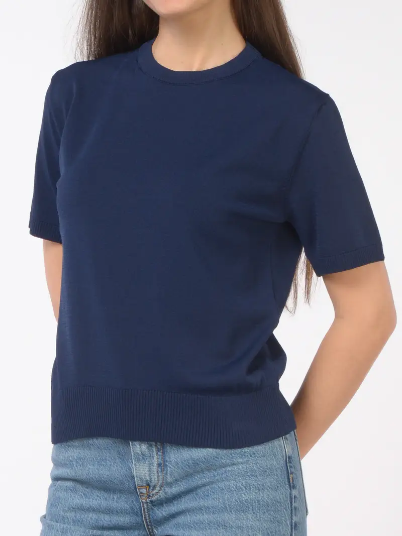 maglia da donna Patrizia Pepe a manica corta in viscosa Blu