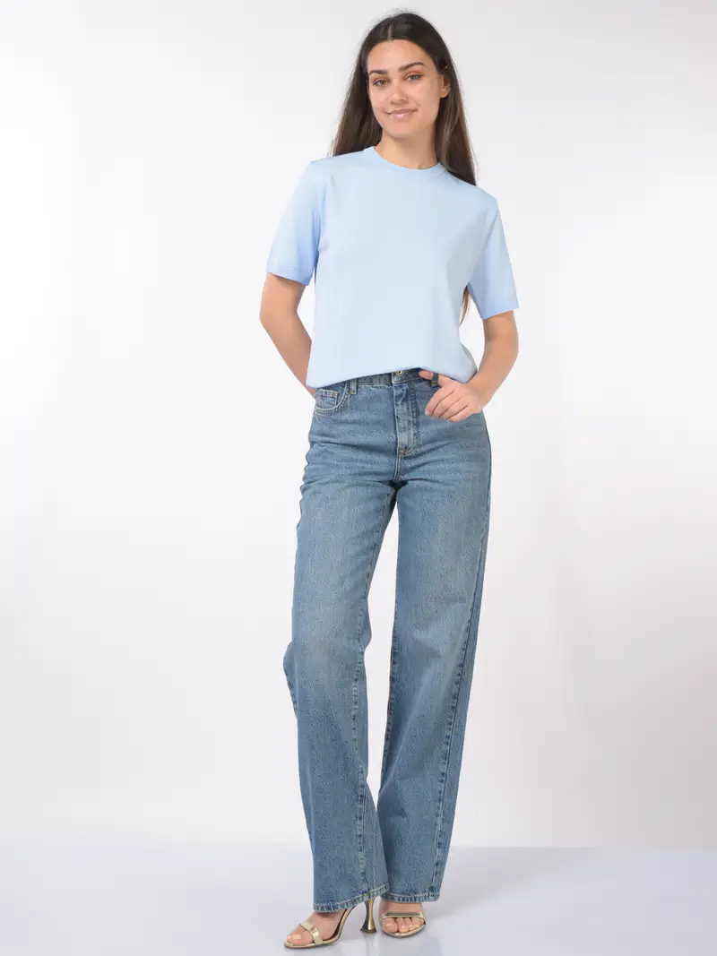 maglia da donna Patrizia Pepe a manica corta in viscosa TURCHESE miniatura 2