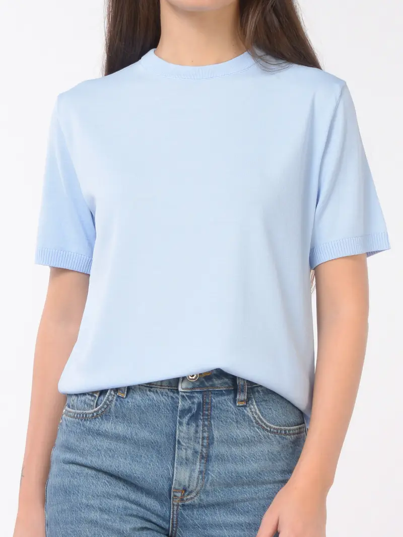 maglia da donna Patrizia Pepe a manica corta in viscosa TURCHESE