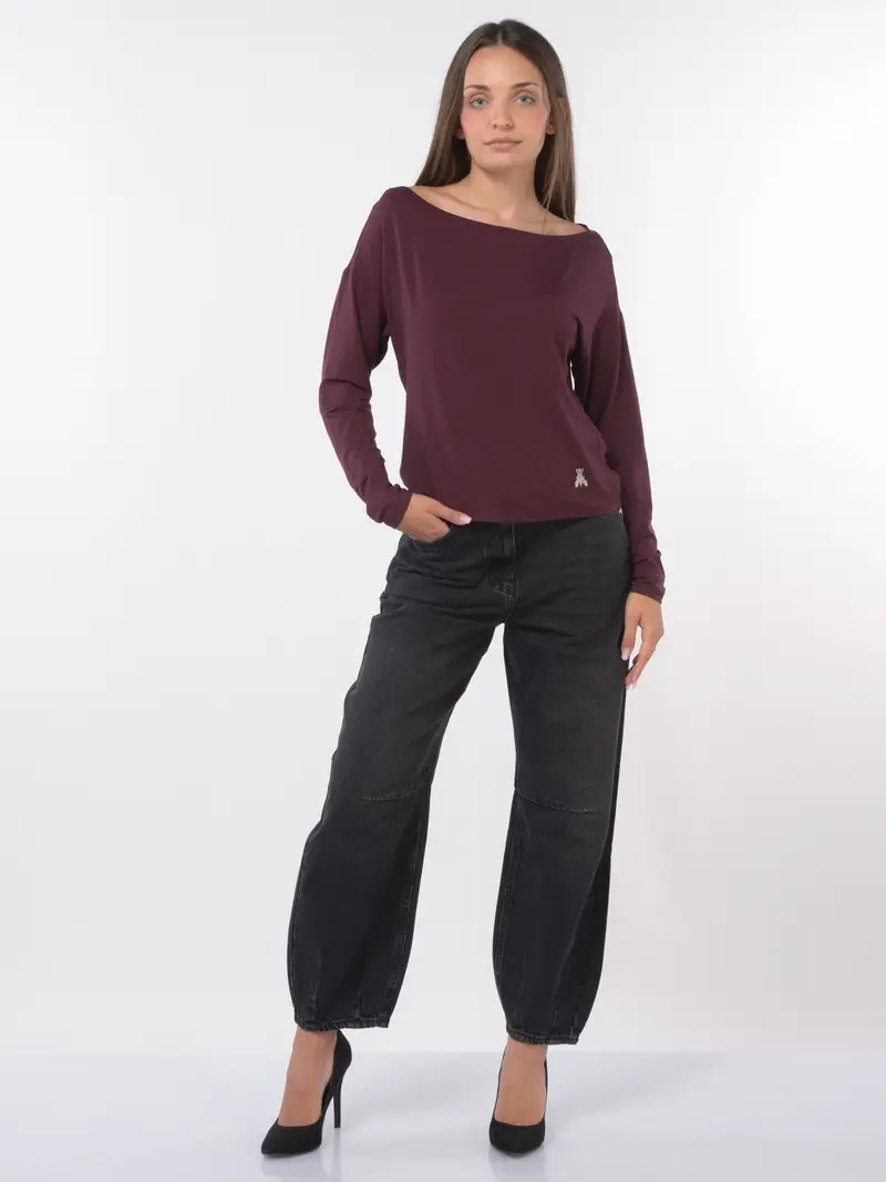 maglia da donna Patrizia Pepe bitessuto con scollo a barchetta Rosso miniatura 2