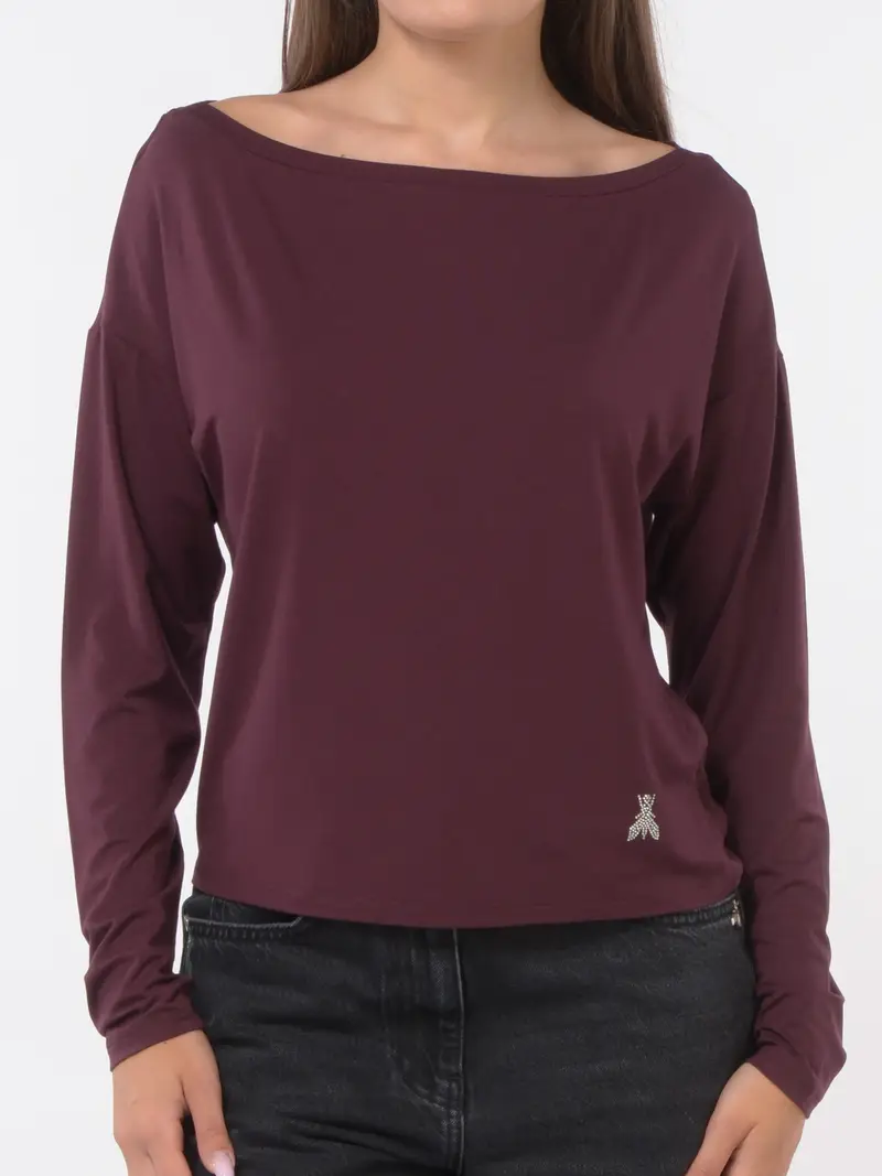 maglia da donna Patrizia Pepe bitessuto con scollo a barchetta Rosso