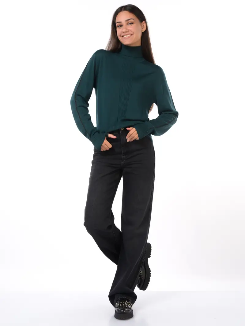 maglia da donna Patrizia Pepe dolcevita con profili Verde miniatura 2