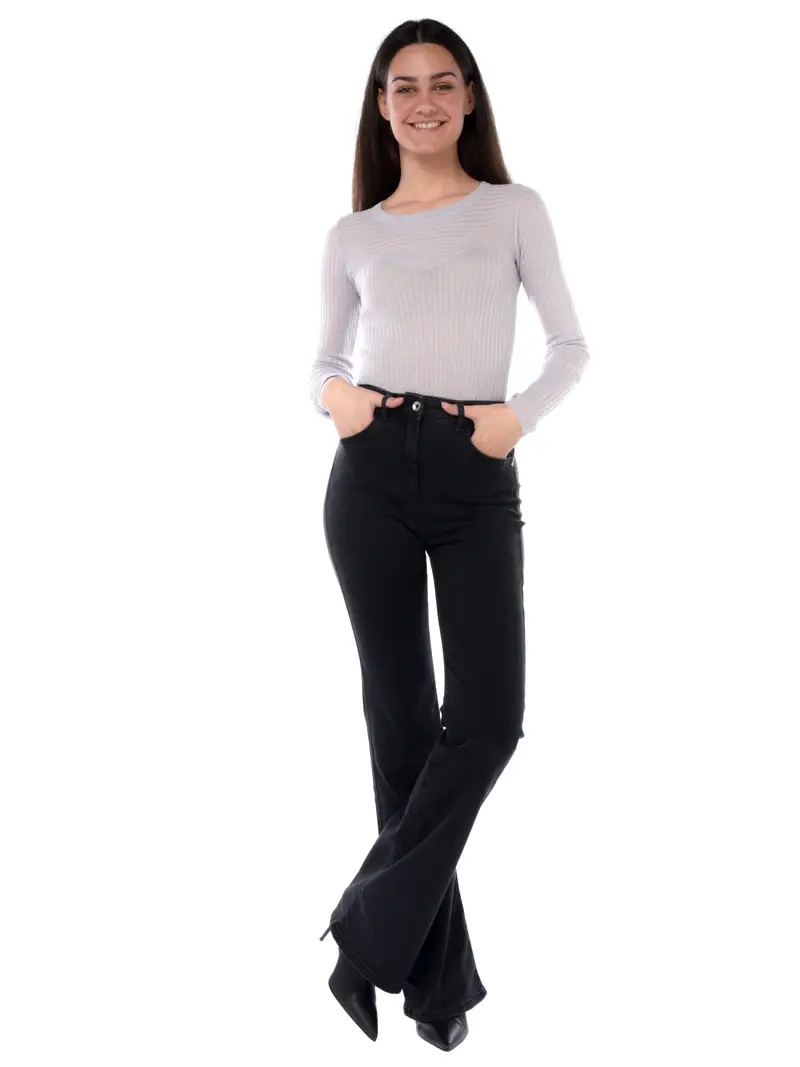 maglia da donna Patrizia Pepe in lana a coste Grigio miniatura 2