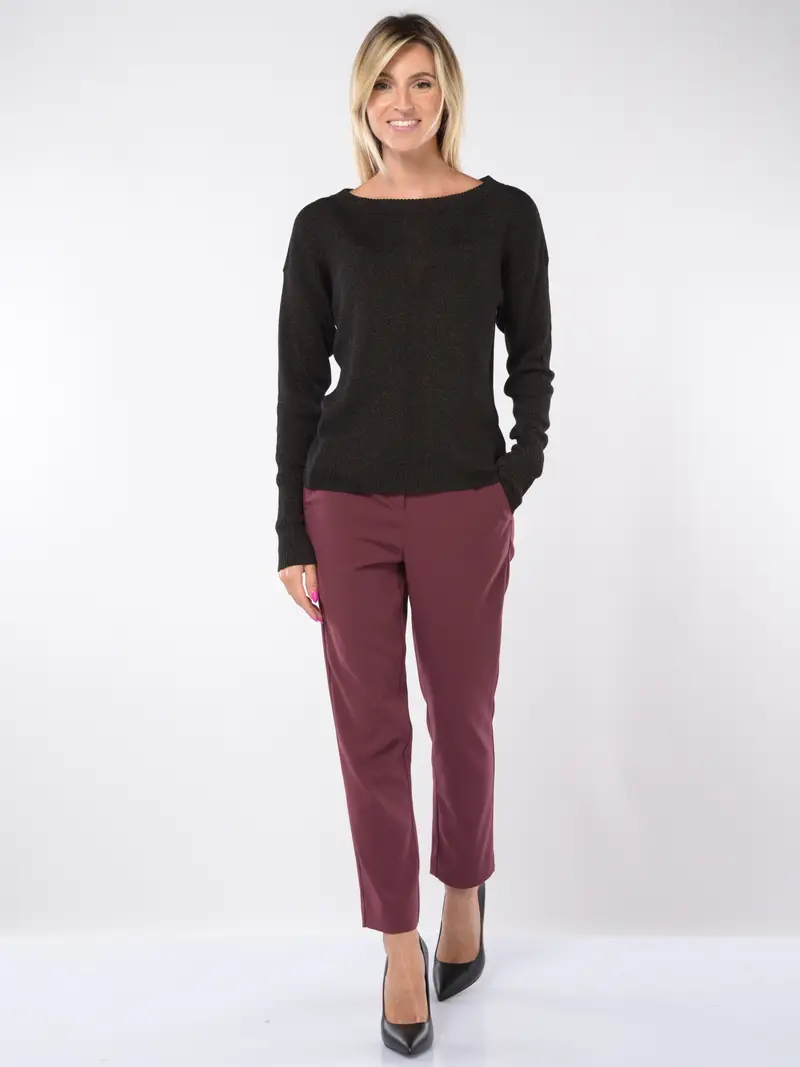 maglia da donna Patrizia Pepe in lurex con scollo a barchetta NERO miniatura 2