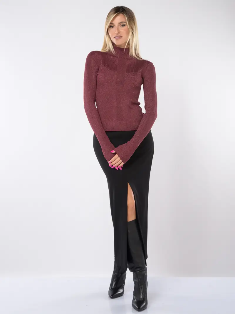 maglia da donna Patrizia Pepe lupetto in lurex Rosso miniatura 2