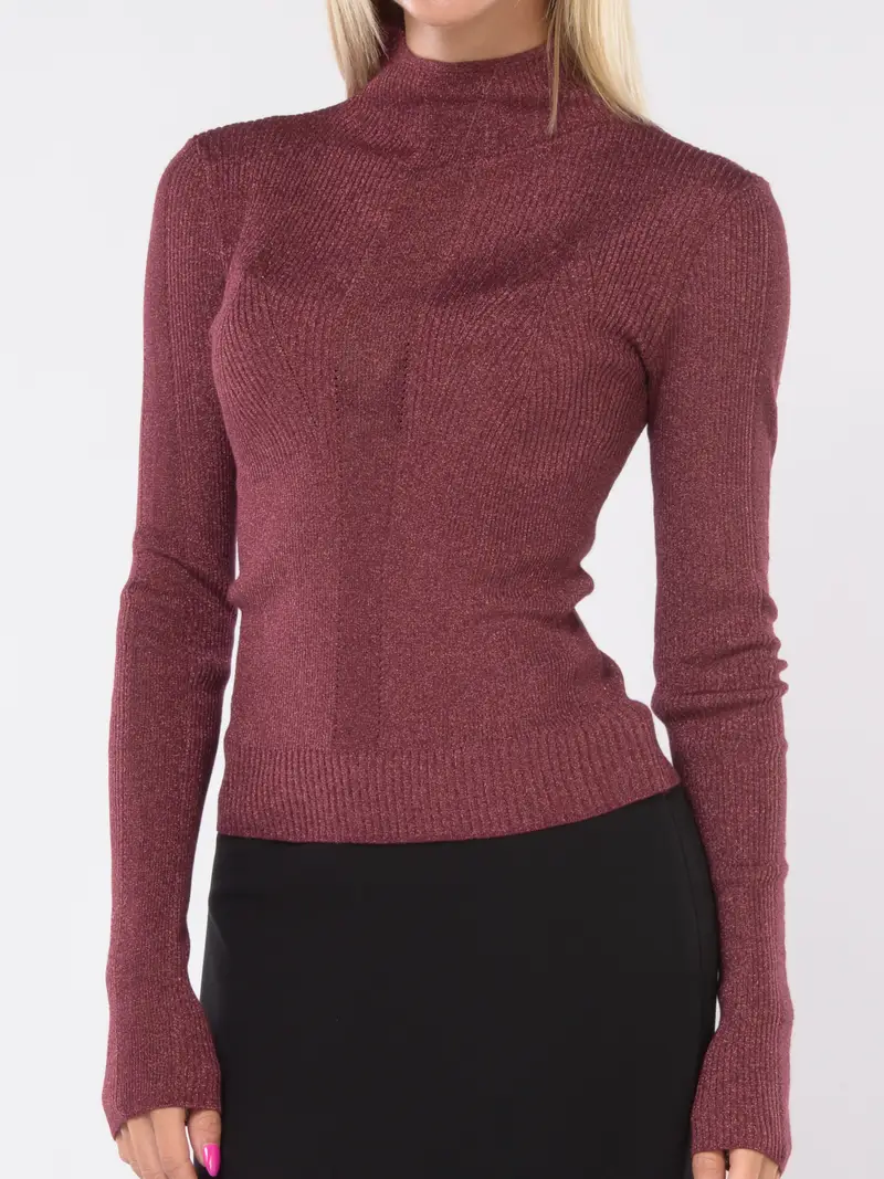 maglia da donna Patrizia Pepe lupetto in lurex Rosso