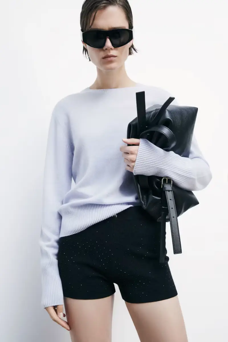 Maglia girocollo in cashmere Blu