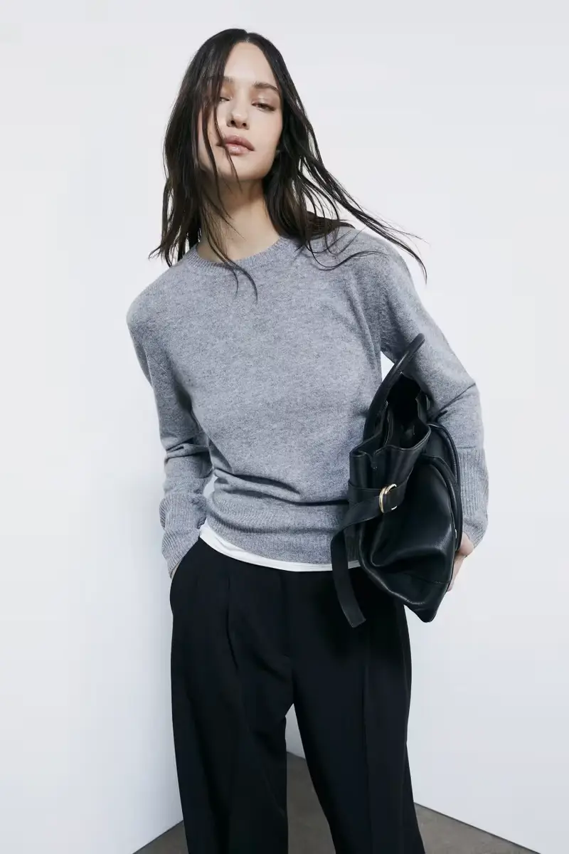 Maglia girocollo in cashmere Grigio