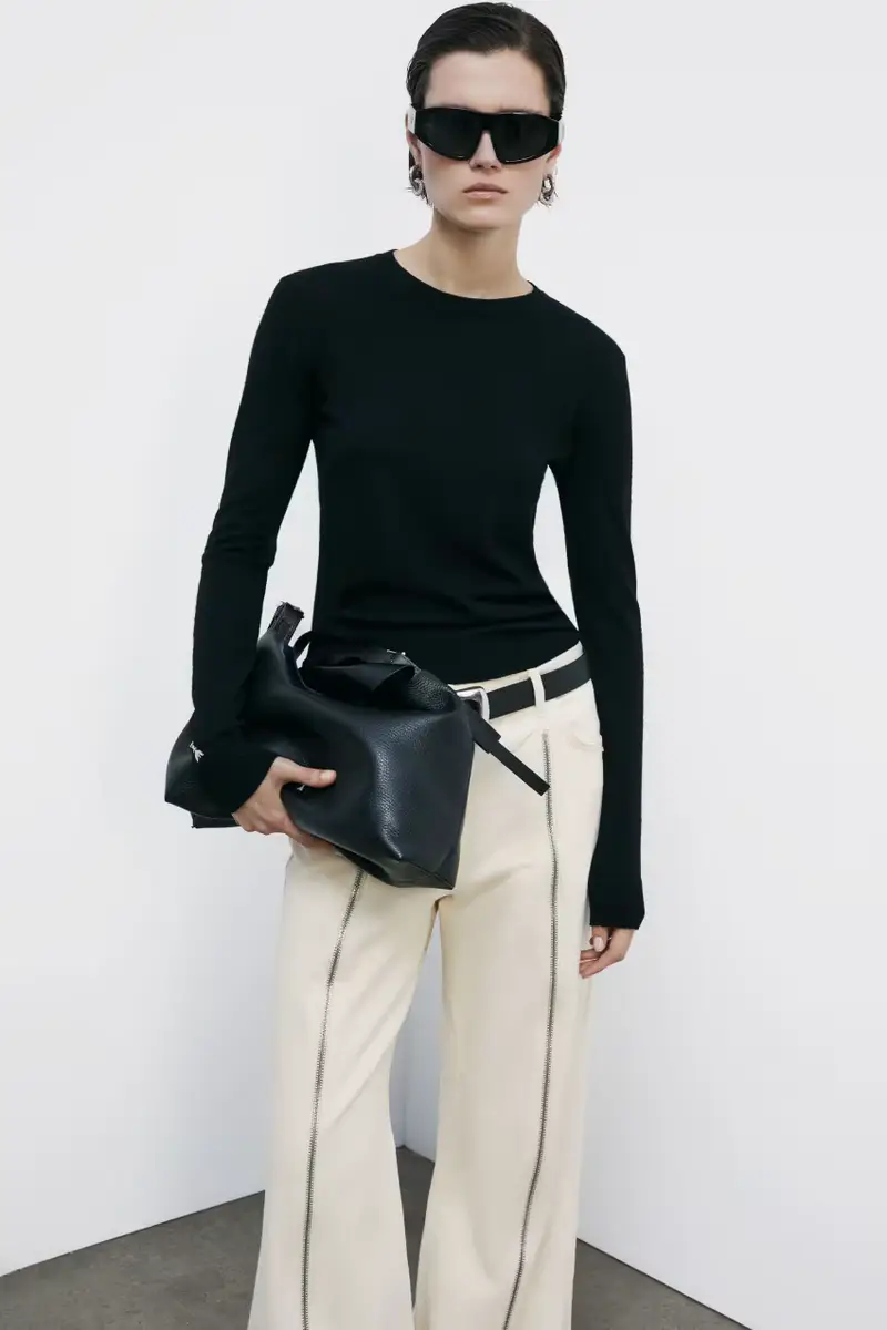 Maglia scollo rotondo in lana Nero