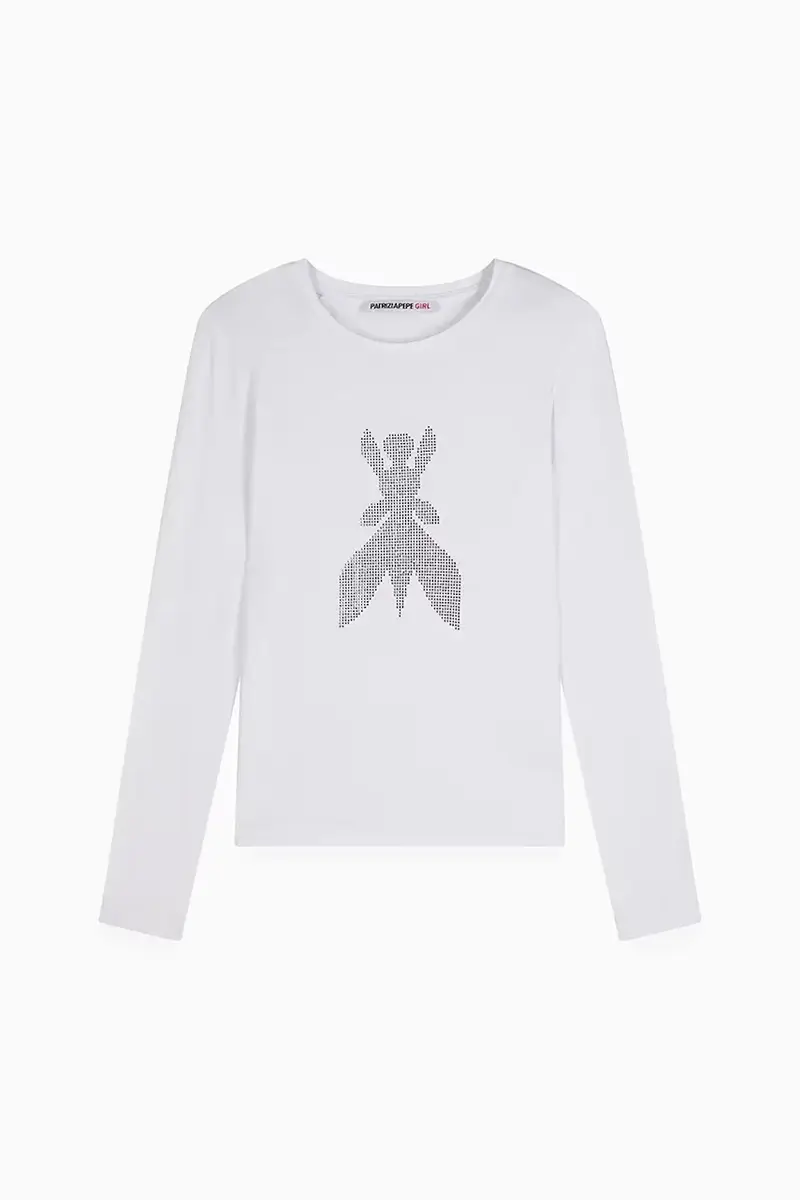 maglietta a maniche lunghe per bambini J051 colore nero 7M0752 Bianco