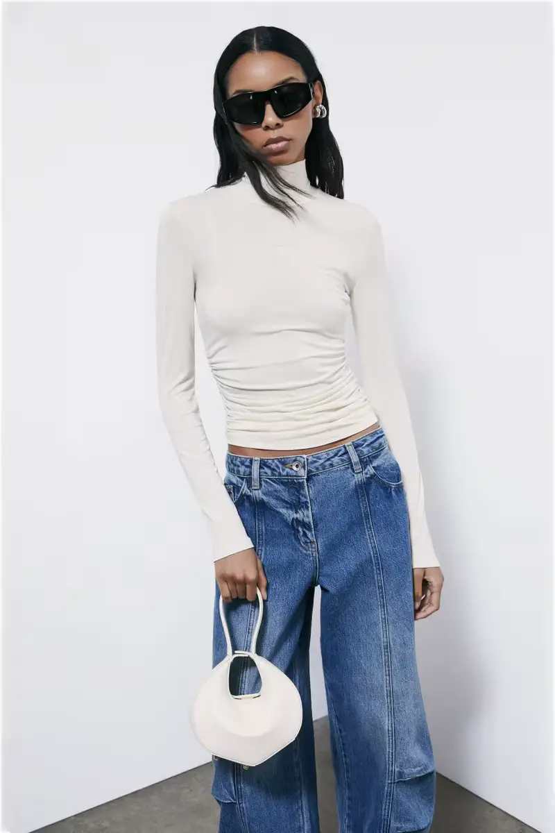 Maglietta in jersey con drappeggi Bianco