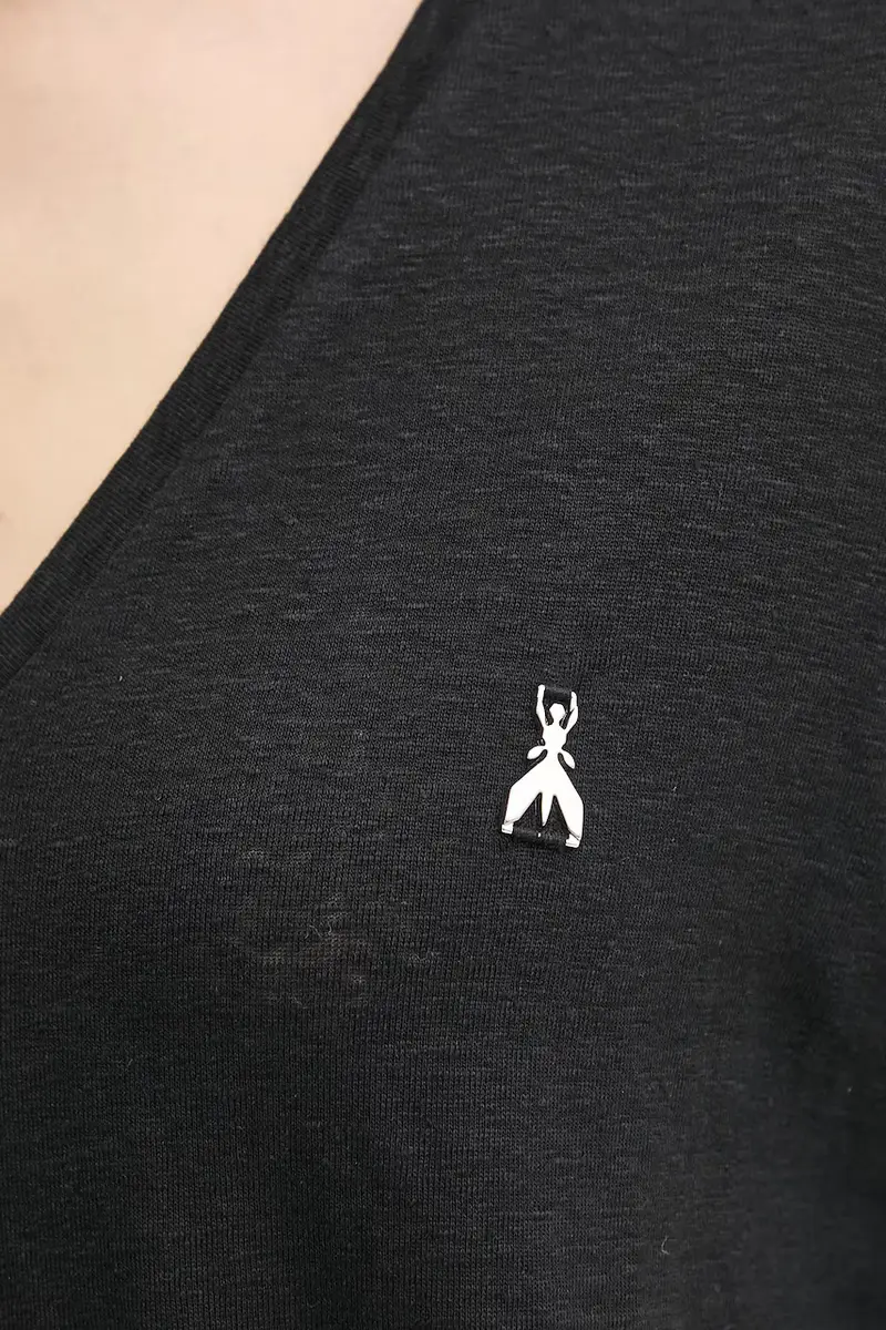 maglietta in lino donna colore nero 2M4459 J291 miniatura 5