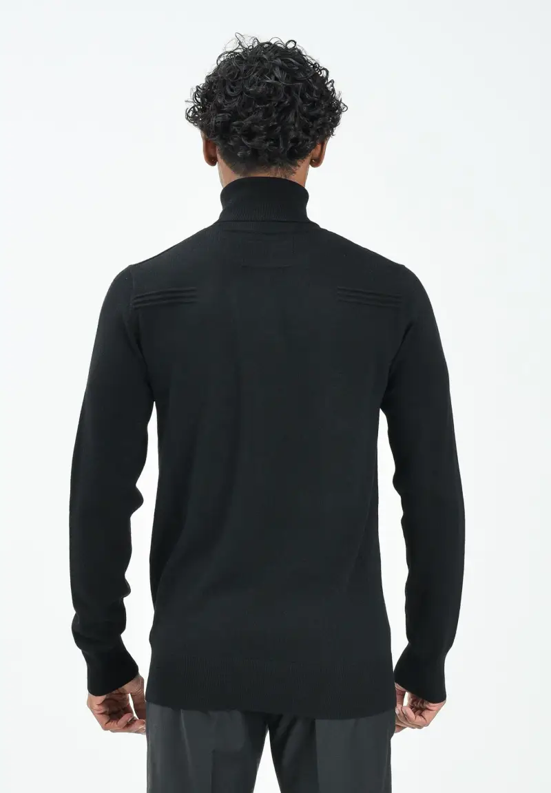 Maglioncino a collo alto nero da uomo miniatura 3