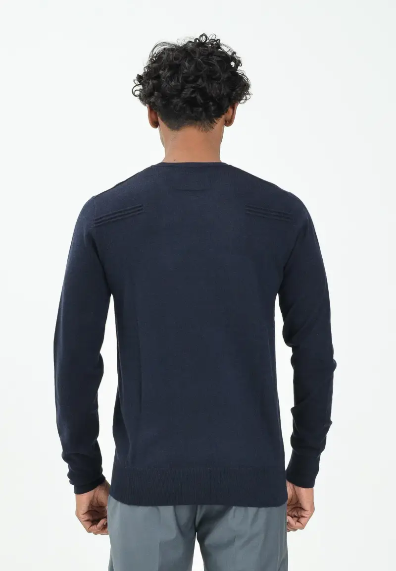 Maglioncino a manica lunga blu da uomo miniatura 3