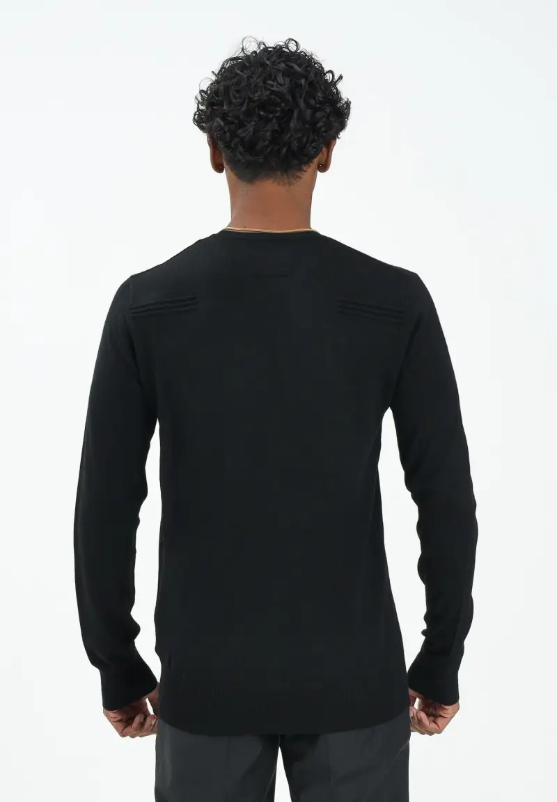 Maglioncino a manica lunga nero da uomo miniatura 3