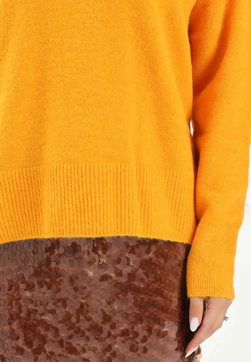 Maglioncino girocollo arancione da donna miniatura 3