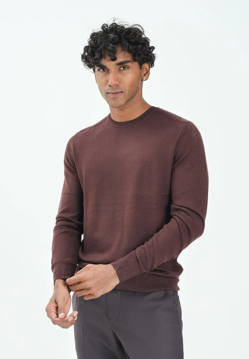 Maglioncino girocollo color vino da uomo miniatura 2