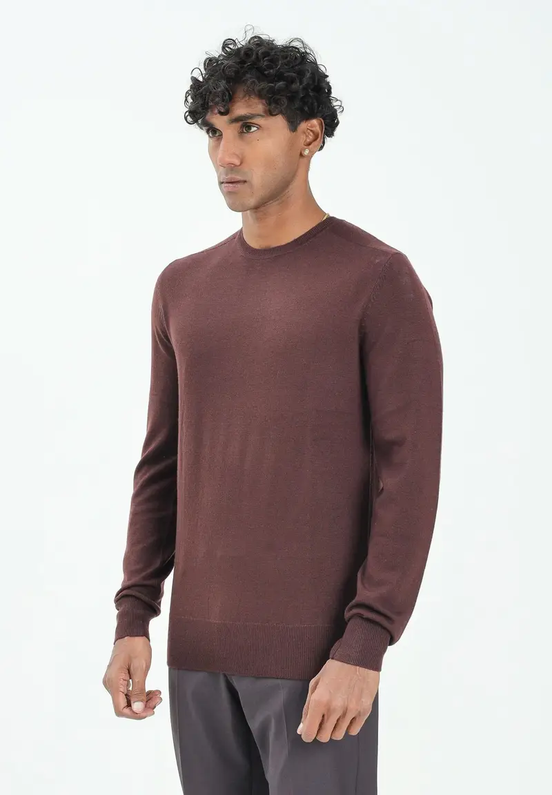 Maglioncino girocollo color vino da uomo