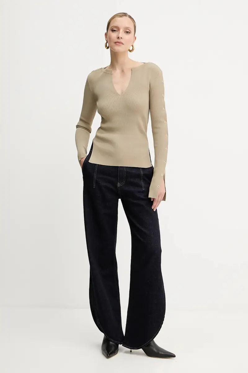 maglione donna colore beige 8K0328 K280 miniatura 2