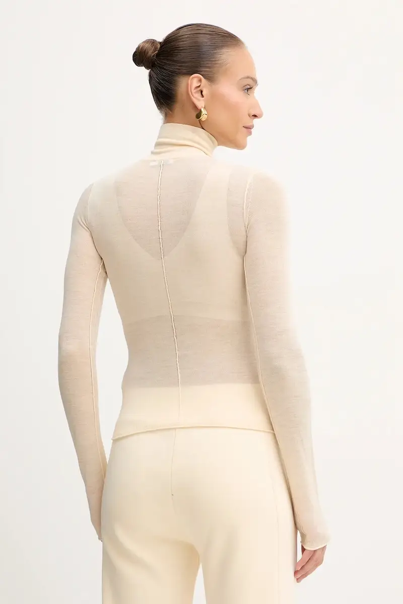 maglione in lana donna colore beige 2K0347 K034 miniatura 3