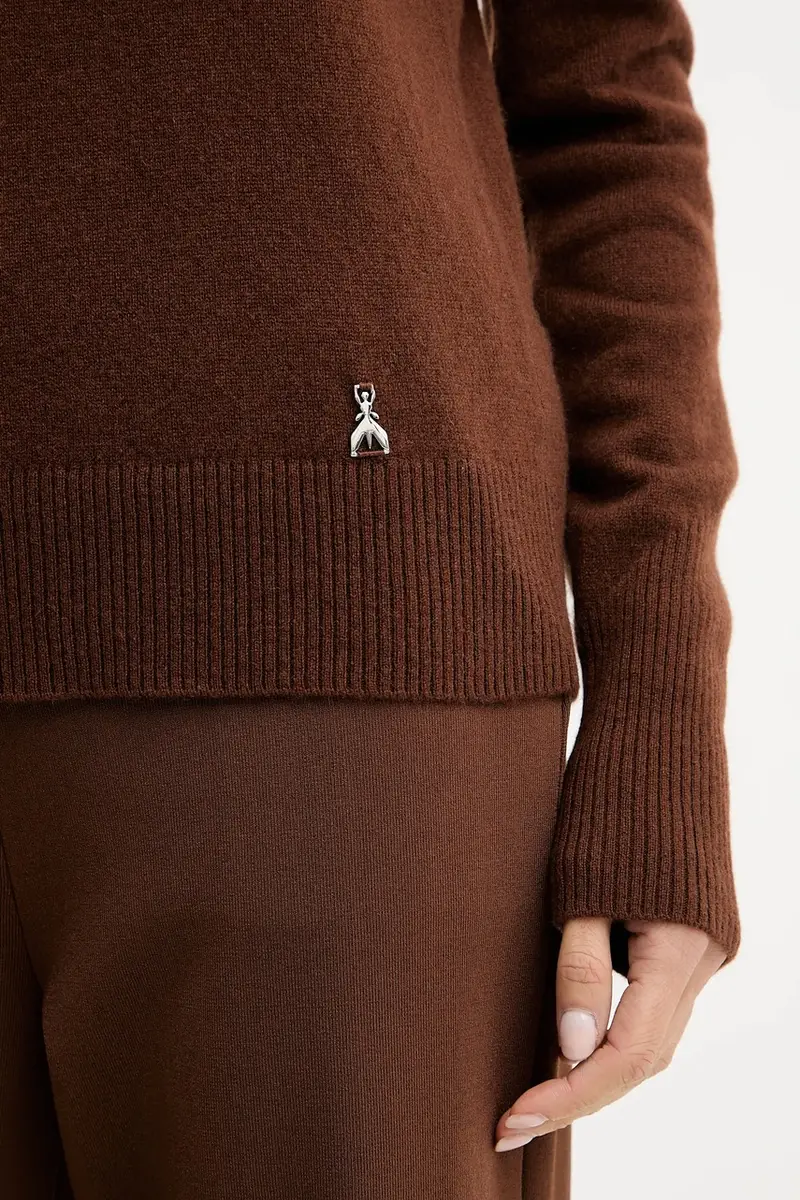 maglione in lana donna colore marrone 8K0319 K247 miniatura 5