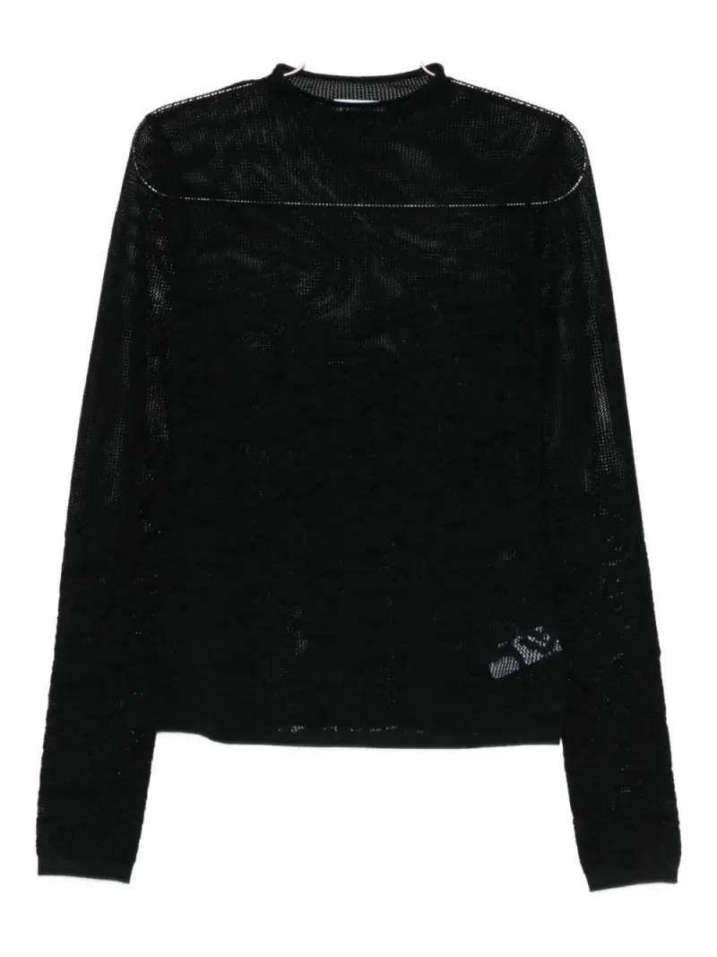 Maglione nero a maniche lunghe con girocollo Grigio