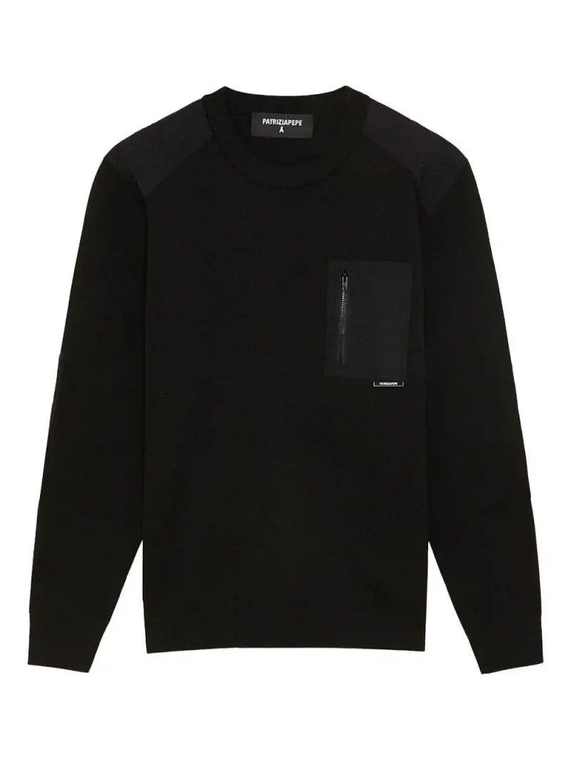 Maglione nero con taschino miniatura 3